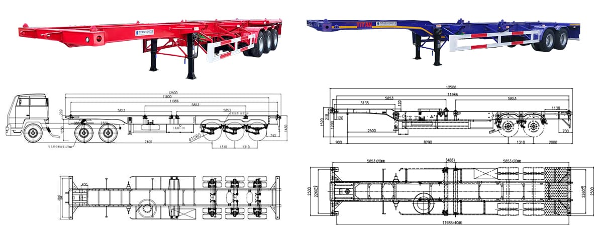 Shipping Container Chassis Trailer  Container Chassis for Sale in Guam