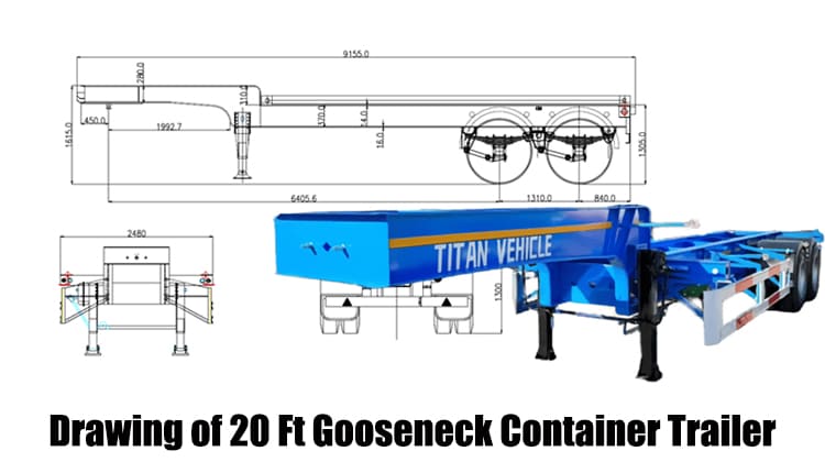 2 Axle 20 Ft Gooseneck Container Trailer | Container Chassis for Sale in Guam, Guaga