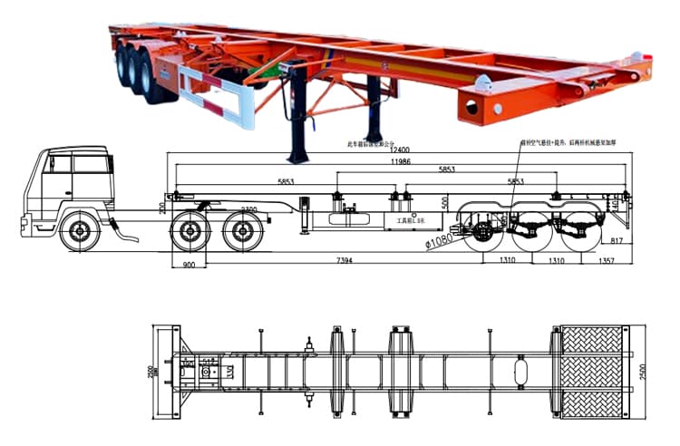 Tri Axle Chassis Trailer | Shipping Container Chassis for Sale in Guam, Guhgt 