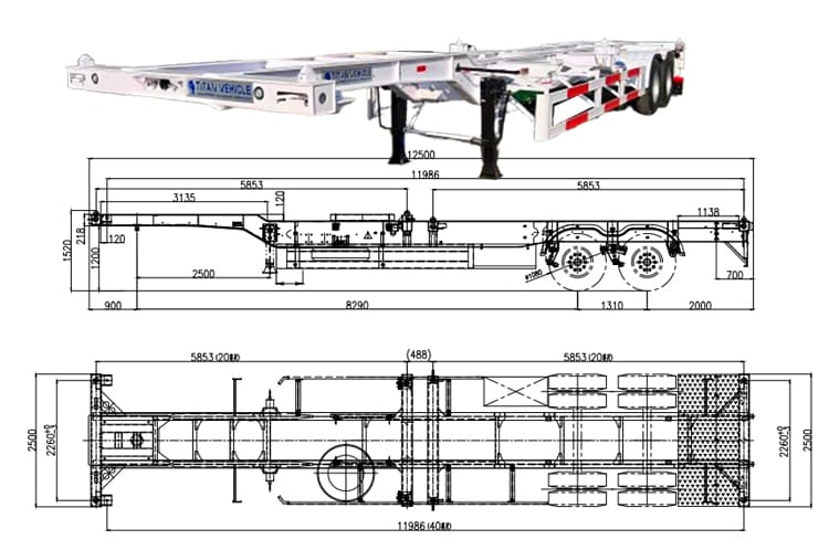 2 Axle 40 Foot Shipping Container Trailer | Skeletal Semi Trailer for Sale in Guam