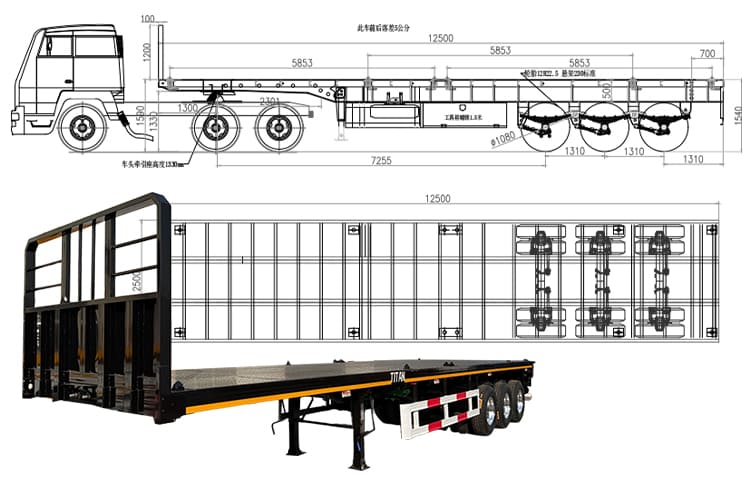 Triple Axle Flatbed Trailer for Sale in Guam, Guhgt