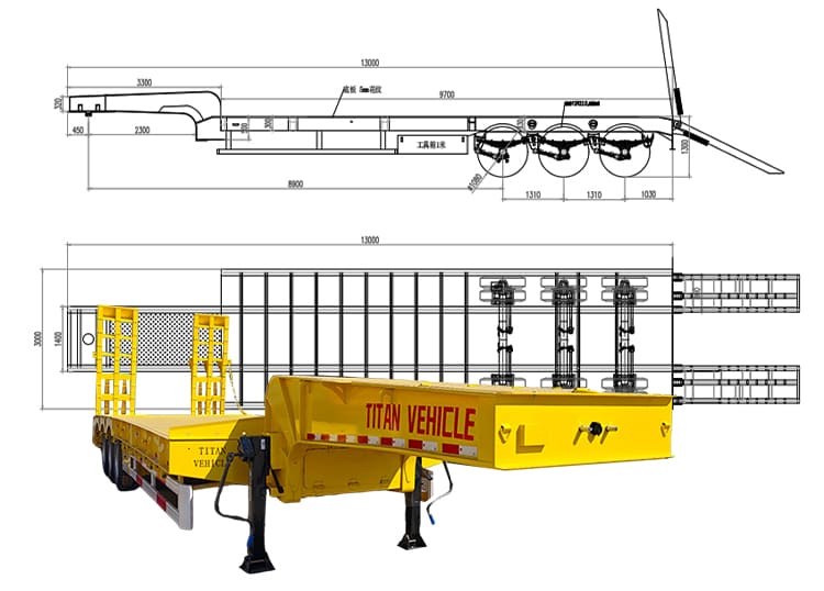 3 Axle Low Bed Trailer for Sale in Guam, Guded
