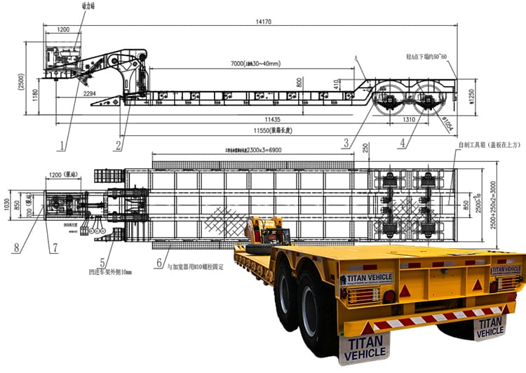 2 Axle 60 Ton Hydraulic Detachable Gooseneck Lowboy Trailers for Sale in Guam, Guaga