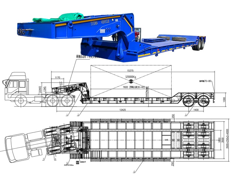 2 Line 4 Axle Removable Gooseneck Trailer for Sale in Guam