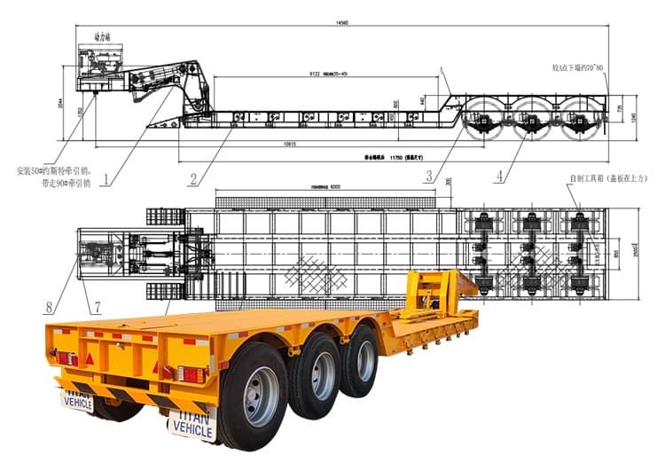 3 Axle 60 Ton RGN Trailers - Lowboy Trailer Manufacturers for Sale in Guam