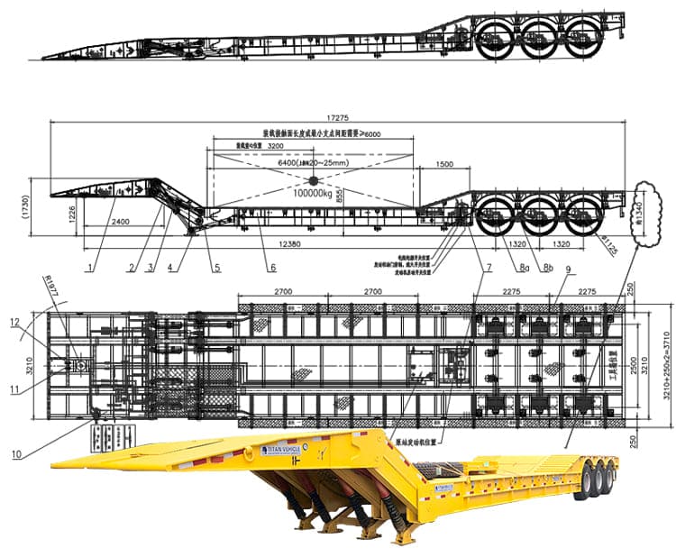 3 Axle 100 Ton Folding Gooseneck Trailer | Custom Lowboy Trailers for Sale in Guam
