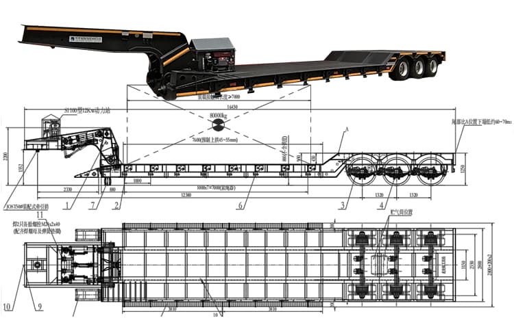 3 Axle 80 Ton Excavator Lowboy Gooseneck Trailer for Sale in Guam, Gugum
