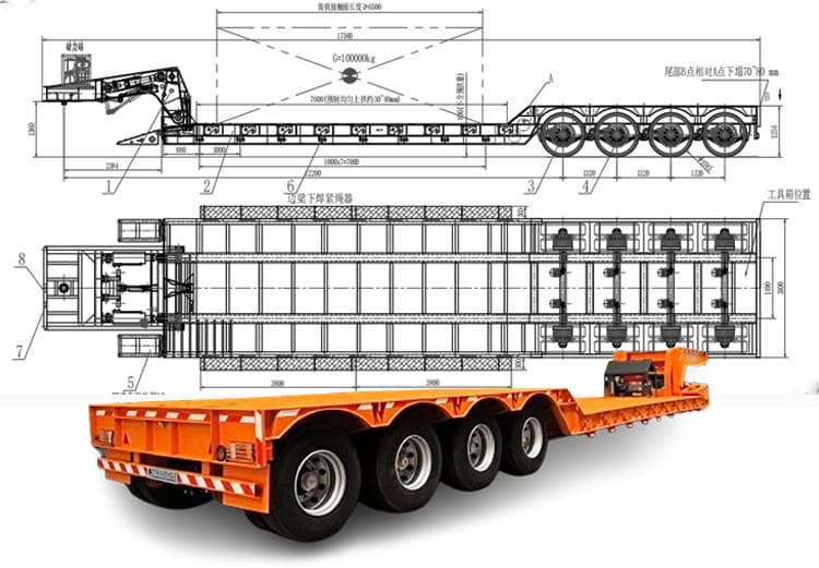 4 Axle 100 Ton Detachable Gooseneck Lowboy Trailers for Sale in Guam, Guded