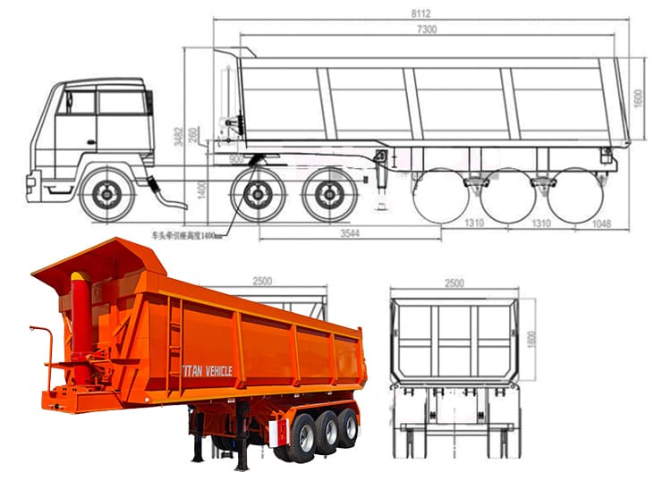 35CBM Hydraulic Dump Trailer Prices for Sale in Guam Guded