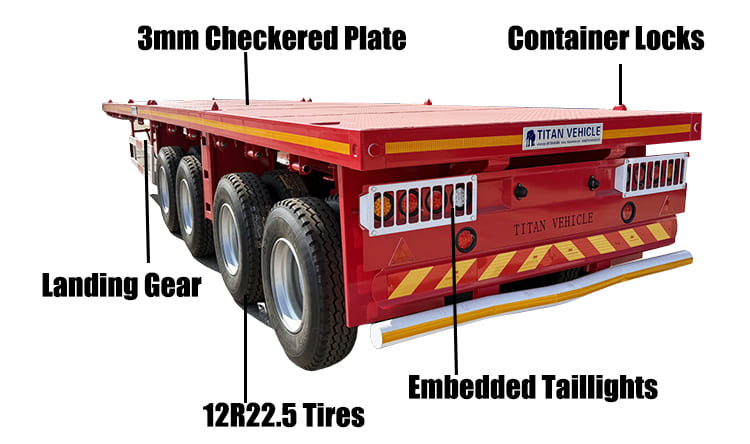 Quad Axle Semi Truck Flatbed Trailer for Sale in Guam Guaga