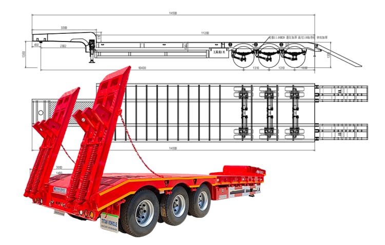 3 Axle Low Bed Semi Trailer | Lowbed Truck for Sale in Guam