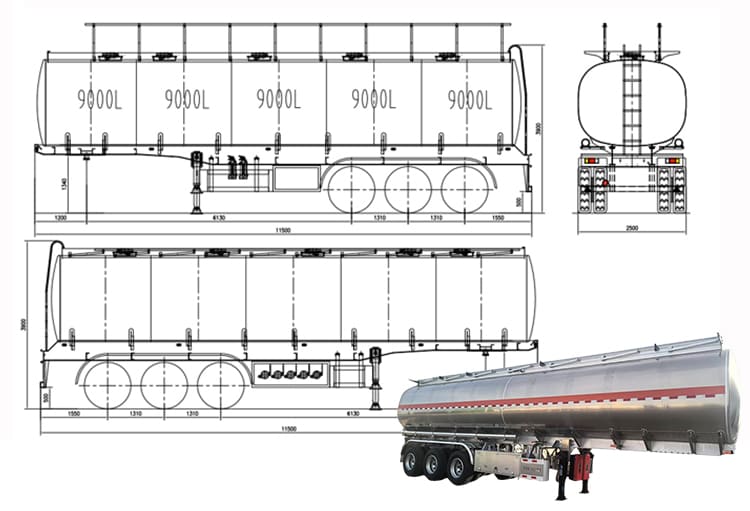 3 Axle Aluminum Oil Tanker Trailer for Sale in Guam Guhgt