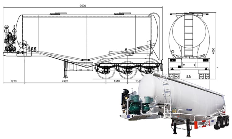 Tri Axle Silo Trailer Cement Bulk Tanker Transport Truck for Sale in Guam Agana