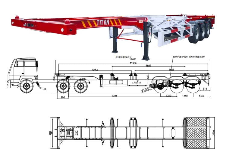 40 Ft Shipping Container Chassis Trailer for Sale in Guam