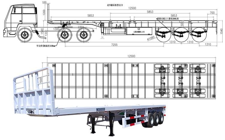 3 Axle 40 Ft Flatbed Trailers Price for Sale Near Me in Guam