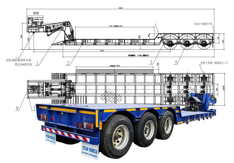 3 Axle Hydraulic Detachable Gooseneck Lowboy Semi Trailer Truck in Guam
