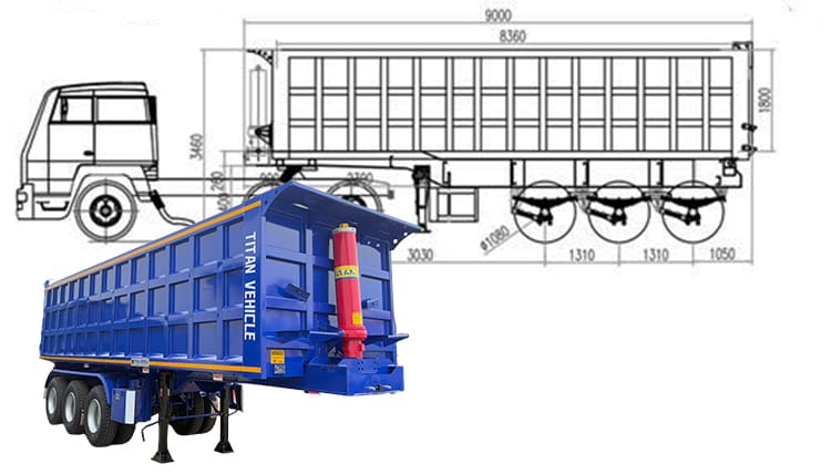 35 CBM Hydraulic Tipper Tipping Trailer for Sale in Guam