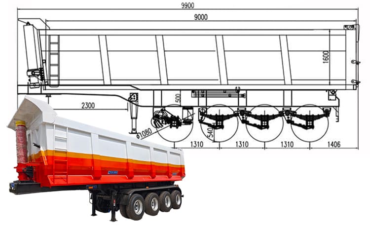 40 CBM Dump Truck Semi Trailer for Sale in Guam Agana