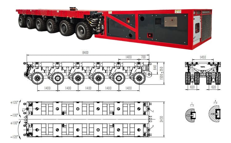 6 Line SPMT Vehicle Self Propelled Modular Transporter Trailer in Mexico