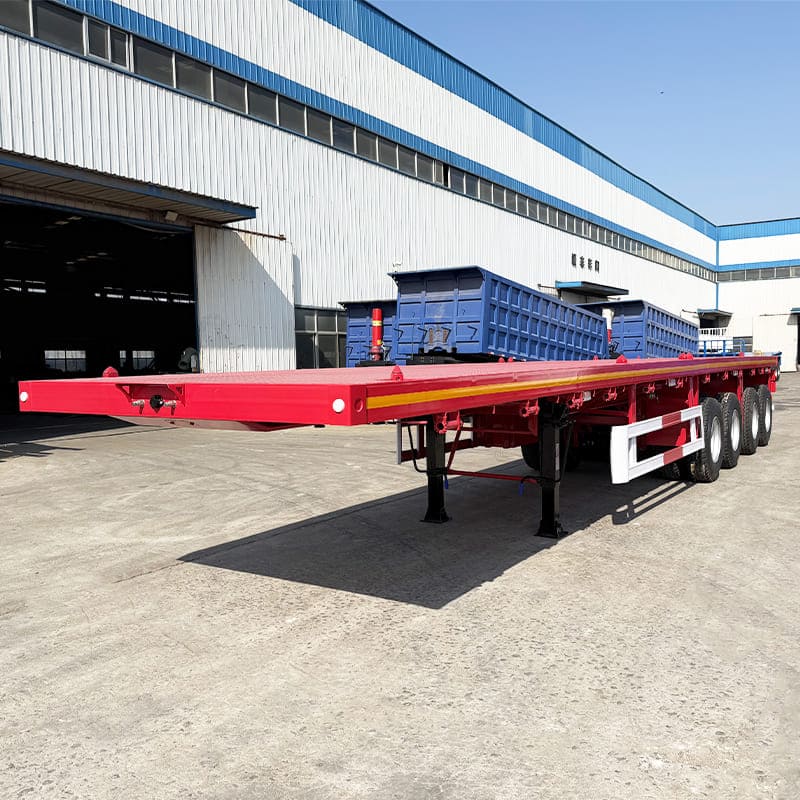 Quad Axle Semi Truck Flatbed Trailer
